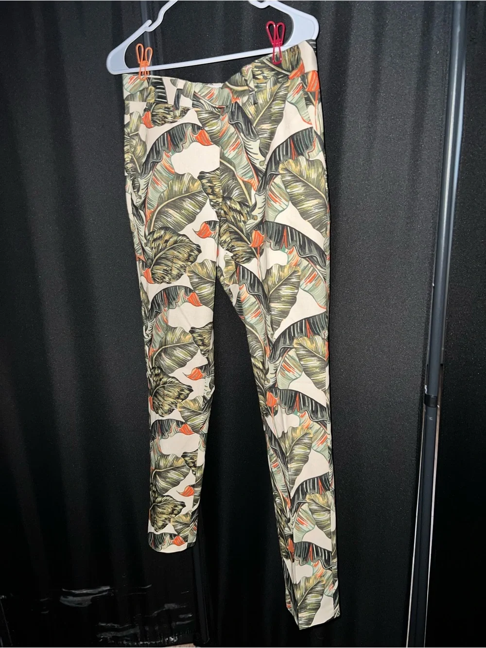 ASOS Men's Tropical Leaf Print Pants - Cream, Green & Orange
